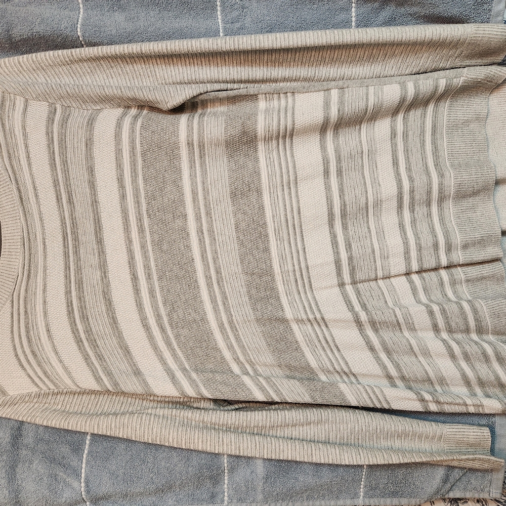 Striped Gray and Cream Sweater